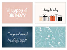 Laden Sie das Bild in den Galerie-Viewer, Edition Seidel Set 25 Geburtstagskarten Postkarten Glückwunschkarte Grußkarte Geburtstag Geburtstagskarte Mann Frau Kinder für ihn für sie Karten Happy Birthday Sprüche (27722)