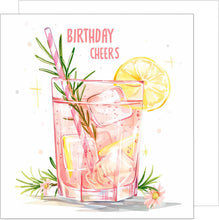Laden Sie das Bild in den Galerie-Viewer, Edition Seidel Premium quadratische Geburtstagskarte mit Umschlag. Glückwunschkarte Birthday Cheers Billet Karte für Mann Frau Freundin Kollegin Cocktail Drink rosa (GQ242 SW024)