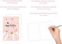 Laden Sie das Bild in den Galerie-Viewer, Edition Seidel Premium Glückwunschkarte zum 40. Geburtstag mit Umschlag. Geburtstagskarte Grusskarte Billet Karte Happy Birthday Mann Frau Rosa (GZ353-40 SW024)