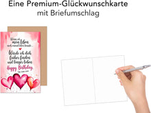Laden Sie das Bild in den Galerie-Viewer, Edition Seidel Premium Geburtstagskarte mit Umschlag. Glückwunschkarte Grußkarte Karte mit Spruch Geburtstag Happy Birthday Mann Frau Herz Ballon Liebe (G3619 SW024)