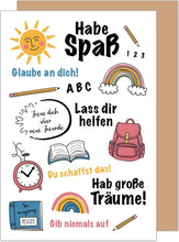 Laden Sie das Bild in den Galerie-Viewer, Edition Seidel Premium Glückwunschkarte zur Einschulung mit Umschlag. Einschulungskarte mit Spruch Karte Grußkarte für Schulkind Mädchen Junge Schulstart 1. Klasse Motivation (ES151 SW025)