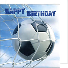 Laden Sie das Bild in den Galerie-Viewer, Edition Seidel Premium quadratische Geburtstagskarte mit Umschlag. Glückwunschkarte Happy Birthday Billet Karte Mann Frau Teenager Kinder Fußball (GQ116)
