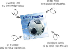 Laden Sie das Bild in den Galerie-Viewer, Edition Seidel Premium quadratische Geburtstagskarte mit Umschlag. Glückwunschkarte Happy Birthday Billet Karte Mann Frau Teenager Kinder Fußball (GQ116)