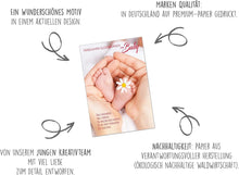 Laden Sie das Bild in den Galerie-Viewer, Edition Seidel Premium Glückwunschkarte zur Geburt mit Umschlag. Karte Babykarte Ereigniskarte Grusskarte Herzlichen Glückwunsch zum Baby Hände Füße Ereignis Mädchen Junge (E250 SW023)
