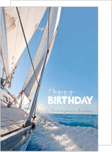 Laden Sie das Bild in den Galerie-Viewer, Edition Seidel Premium Geburtstagskarte mit Umschlag. Glückwunschkarte mit Spruch Geburtstag Billet Happy Birthday Mann Frau Segeln Boot Meer Abendteuer (G3488 SW023)