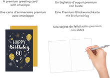 Laden Sie das Bild in den Galerie-Viewer, Edition Seidel Premium Glückwunschkarte zum 60. Geburtstag mit Umschlag. Geburtstagskarte Grusskarte Billet Karte Happy Birthday Mann Frau (GZ346-60 SW023)