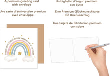 Laden Sie das Bild in den Galerie-Viewer, Edition Seidel Premium quadratische Glückwunschkarte mit Umschlag. Dankeskarte Grußkarte Danke Danksagung Dankeschön Mann Frau Freund Freundin Regenbogen (DQ103 SW025)