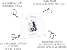 Laden Sie das Bild in den Galerie-Viewer, Quadratische Glückwunschkarte zur Hochzeit mit Umschlag. Just Married Katzen Herz (HQ108 SW025)