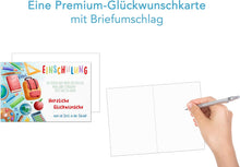 Laden Sie das Bild in den Galerie-Viewer, Edition Seidel Premium Glückwunschkarte zur Einschulung mit Umschlag. Einschulungskarte mit Spruch Karte Grusskarte Kind Mädchen Junge Schulanfang 1. Klasse (ES129 SW023)
