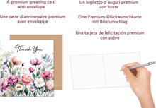 Laden Sie das Bild in den Galerie-Viewer, Edition Seidel Premium quadratische Glückwunschkarte mit Umschlag. Dankeskarte Grußkarte Danke Danksagung Dankeschön Mann Frau Freund Freundin Blumen (DQ100 SW025)