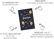 Laden Sie das Bild in den Galerie-Viewer, Edition Seidel Premium Glückwunschkarte zum Jubiläum mit Umschlag. Jubiläumskarte Ehrentag Grusskarte Billet Mann Frau Feier Firma (J129 SW024)