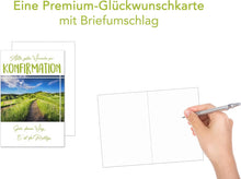 Laden Sie das Bild in den Galerie-Viewer, Edition Seidel Premium Glückwunschkarte zur Konfirmation mit Umschlag. Konfirmationskarte mit Spruch Karte Grusskarte Weg Natur Landschaft Junge Mädchen (KF286 SW023)