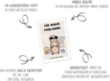 Laden Sie das Bild in den Galerie-Viewer, Edition Seidel Premium Glückwunschkarte zum Ruhestand mit Umschlag. Grußkarte Karte mit Spruch für Frau Mann Kollegin Kollege Pension Abschied Rente Ruhe Feierabend (R150 SW025)