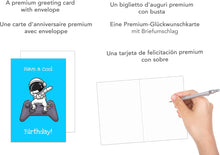 Laden Sie das Bild in den Galerie-Viewer, Edition Seidel Premium Geburtstagskarte mit Umschlag. Glückwunschkarte Billet cool Happy Birthday Humor Lustig Teenager Junge Mädchen Gamer Controller Astronaut (G3497 SW023)