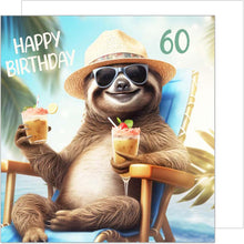 Laden Sie das Bild in den Galerie-Viewer, Edition Seidel Premium quadratische Glückwunschkarte zum 60. Geburtstag mit Umschlag. Geburtstagskarte Karte mit englischem Text für Mann Frau Freund Freundin Mama Papa Faultier lustig (GQ536 SW025)