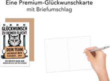 Laden Sie das Bild in den Galerie-Viewer, Edition Seidel Premium Glückwunschkarte zum Abschied mit Umschlag. Abschiedskarte mit Spruch. Katze im Gefängnis (AS149 SW025)