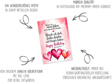 Laden Sie das Bild in den Galerie-Viewer, Edition Seidel Premium Geburtstagskarte mit Umschlag. Glückwunschkarte Grußkarte Karte mit Spruch Geburtstag Happy Birthday Mann Frau Herz Ballon Liebe (G3619 SW024)