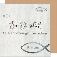 Laden Sie das Bild in den Galerie-Viewer, Edition Seidel Premium quadratische Glückwunschkarte zur Firmung mit Umschlag. Firmungskarte mit Spruch Fisch (FIQ116 SW025)