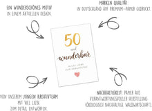 Laden Sie das Bild in den Galerie-Viewer, Edition Seidel Premium Glückwunschkarte zum 50. Geburtstag mit Umschlag. Geburtstagskarte Grußkarte Karte Klappkarte Spruch Alles Liebe Frau Mann Freunde Zuneigung Herz wunderbar edel (G4506 SW026)