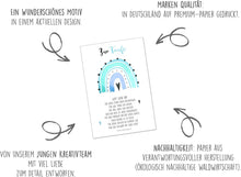 Laden Sie das Bild in den Galerie-Viewer, Edition Seidel Premium Glückwunschkarte zur Taufe mit Umschlag. Taufkarte mit Spruch Karte Grusskarte Segenswünsche Regenbogen Herz Taufkind Junge blau (ET176 SW023)