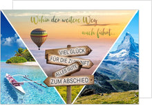 Laden Sie das Bild in den Galerie-Viewer, Edition Seidel Premium Glückwunschkarte zum Abschied mit Umschlag. Abschiedskarte mit Spruch. Reisen. (AS131 SW024)