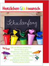 Laden Sie das Bild in den Galerie-Viewer, Edition Seidel Premium Glückwunschkarte zur Einschulung mit Umschlag. Einschulungskarte Karte Grusskarte Kind Mädchen Junge Schulanfang Sprüche (ES114 SW022)