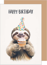 Laden Sie das Bild in den Galerie-Viewer, Edition Seidel Premium Geburtstagskarte mit Umschlag. Glückwunschkarte Grußkarte Karte Geburtstag Happy Birthday Mann Frau Faultier (G3712 SW025)