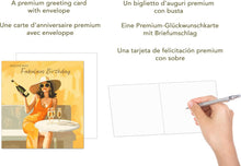 Laden Sie das Bild in den Galerie-Viewer, Edition Seidel Premium quadratische Geburtstagskarte mit Umschlag. Glückwunschkarte Fabulous Birthday Billet Karte für Frau Freundin Kollegin Sekt Champagner (GQ250 SW024)