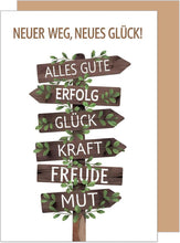 Laden Sie das Bild in den Galerie-Viewer, Edition Seidel Premium Glückwunschkarte zum Abschied mit Umschlag. Abschiedskarte mit Spruch. Wegweiser (AS145 SW025)
