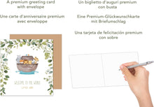 Laden Sie das Bild in den Galerie-Viewer, Edition Seidel Premium quadratische Glückwunschkarte zur Geburt mit Umschlag. Karte Grußkarte Babykarte Billet Hello Baby Kind Junge Mädchen Arche Tiere Little One (EQ114 SW024)