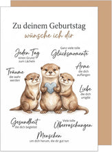 Laden Sie das Bild in den Galerie-Viewer, Edition Seidel Premium Glückwunschkarte zum Geburtstag mit Umschlag. Geburtstagskarte Grußkarte Karte Klappkarte Spruch Mann Frau Familie Freunde Otter Glücksmomente Liebe Gesundheit (G4400 SW026)