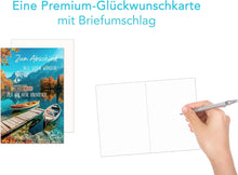 Laden Sie das Bild in den Galerie-Viewer, Edition Seidel Premium Glückwunschkarte zum Abschied mit Umschlag. Abschiedskarte mit Spruch. Neue Abenteuer. (AS135 SW024)