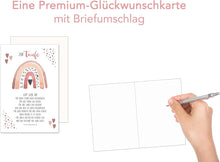Laden Sie das Bild in den Galerie-Viewer, Edition Seidel Premium Glückwunschkarte zur Taufe mit Umschlag. Taufkarte mit Spruch Karte Grusskarte Segenswünsche Regenbogen Herz Taufkind Mädchen rosa (ET175 SW023)
