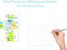 Laden Sie das Bild in den Galerie-Viewer, Edition Seidel exklusive Premium Kommunionskarte mit Umschlag. Glückwunschkarte Grusskarte Kommunion einzelne eine Kommunionskarte Junge Mädchen Karte (KO276 SW022) (Design 3)