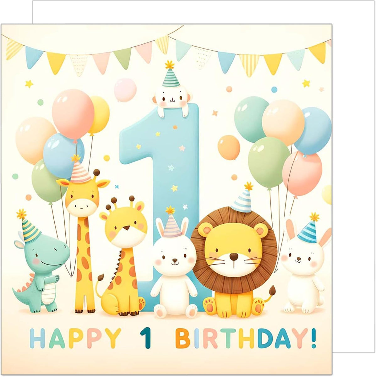 Second Ave Babyparty-Grußkarte – Quadratische Karte Mit Tier-Motiv, Auf 300 G/m² Karton, Umweltfreundlich