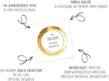 Laden Sie das Bild in den Galerie-Viewer, Edition Seidel Premium quadratische Glückwunschkarte zum Jubiläum mit Umschlag. Jubiläumskarte Ehrentag Grußkarte Billet Mann Frau Feier Firma (JQ102 SW025)