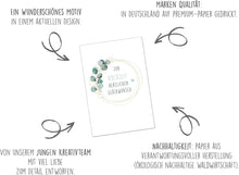 Laden Sie das Bild in den Galerie-Viewer, Glückwunschkarte zur Hochzeit mit Umschlag aus Kraftpapier. Just Married Wedding Eukalyptus edel (H476 SW024)