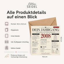 Laden Sie das Bild in den Galerie-Viewer, Edition Seidel Premium quadratische Glückwunschkarte zum 18. Geburtstag mit Umschlag. Grußkarte Karte Spruch Alles Gute für Frau Mann Jahrgang 2008 volljährig achtzehn lustig (GQ909 SW026)