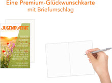 Laden Sie das Bild in den Galerie-Viewer, Edition Seidel Premium Glückwunschkarte zur Jugendweihe mit Umschlag. Jugendweihekarte Karte mit Spruch Grusskarte Blumen Wiese Junge Mädchen (JW138 SW024)