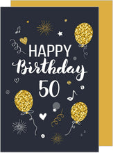 Laden Sie das Bild in den Galerie-Viewer, Edition Seidel Premium Glückwunschkarte zum 50. Geburtstag mit Umschlag. Geburtstagskarte Grusskarte Billet Karte Happy Birthday Mann Frau (GZ346-50 SW023)