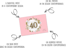 Laden Sie das Bild in den Galerie-Viewer, Edition Seidel Premium Glückwunschkarte zum 40. Geburtstag mit Umschlag. Geburtstagskarte Grusskarte Billet Karte Happy Birthday Mann Frau Gold Rosa Luftballons (GZ360-40 SW024)
