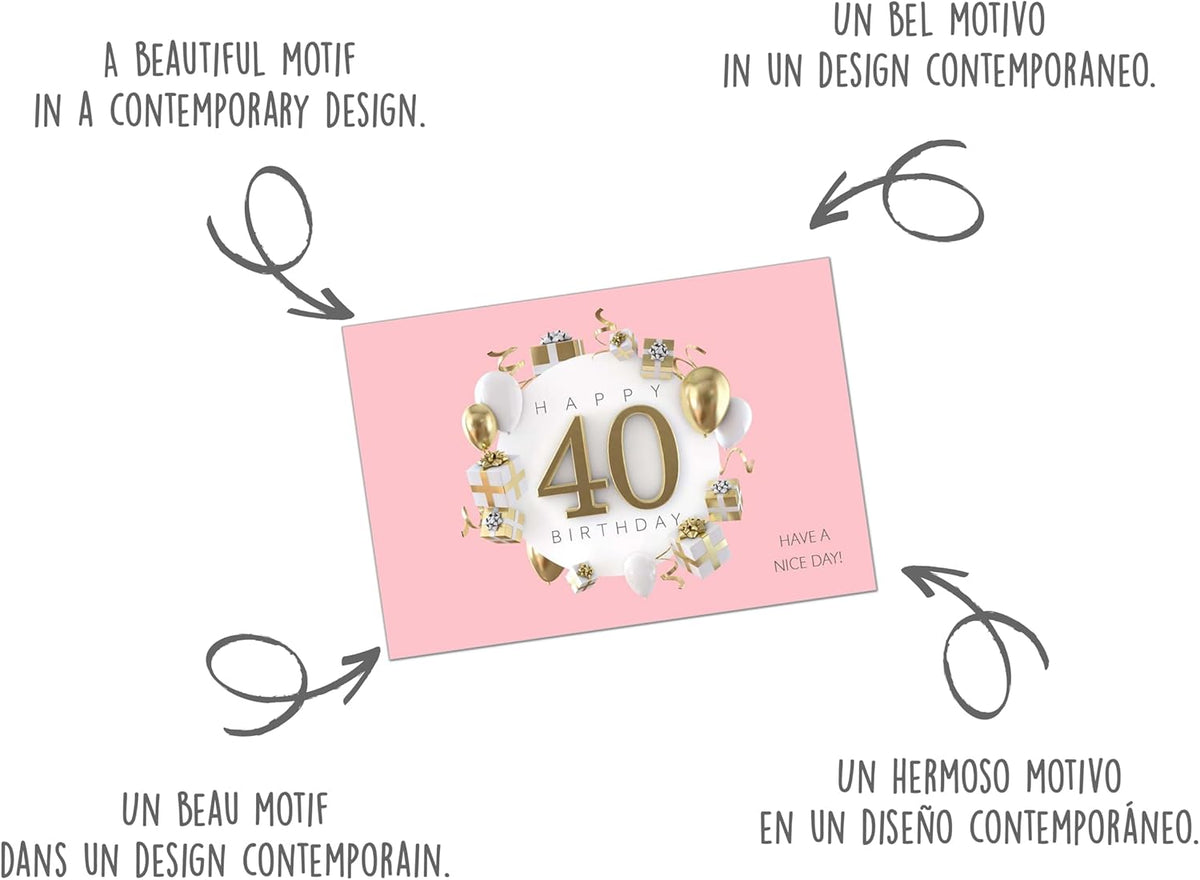 Glückwunschkarte Zum 40. Hochzeitstag - Married In 1985 Design Mit Luftballons, 21,7 X 15,3 Cm