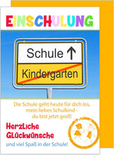 Laden Sie das Bild in den Galerie-Viewer, Edition Seidel Premium Glückwunschkarte zur Einschulung mit Umschlag. Einschulungskarte Karte Grusskarte Einschulung Kind Mädchen Junge Sprüche (ES115 SW022)