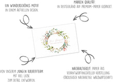 Laden Sie das Bild in den Galerie-Viewer, Glückwunschkarte zur Hochzeit mit Umschlag aus Kraftpapier. Hochzeitskarte Just Married Eukalyptus Blumen Blumenkranz (H486 SW024)