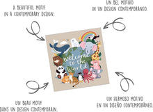 Laden Sie das Bild in den Galerie-Viewer, Edition Seidel Premium quadratische Glückwunschkarte zur Geburt mit Umschlag. Karte Grußkarte Babykarte Billet Hello Baby Kind Junge Mädchen Tiere Welt (EQ116 SW024)