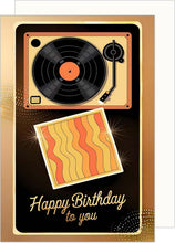 Laden Sie das Bild in den Galerie-Viewer, Edition Seidel Premium Geburtstagskarte mit Umschlag. Glückwunschkarte Grußkarte Karte Geburtstag Happy Birthday Mann Frau Schallplattenspieler Schallplatte (G3743 SW025)