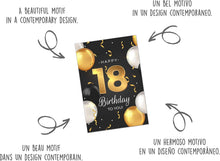 Laden Sie das Bild in den Galerie-Viewer, Edition Seidel Premium Glückwunschkarte zum 18. Geburtstag mit Umschlag. Geburtstagskarte Grusskarte Billet Luftballons Karte Happy Birthday Mann Frau Teenager (GZ351-18 SW023)