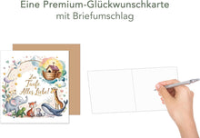 Laden Sie das Bild in den Galerie-Viewer, Edition Seidel Premium quadratische Glückwunschkarte zur Taufe mit Umschlag. Taufkarte Grußkarte Karte Taufkind Junge Mädchen Kinder Kind Tiere Arche Noah (ETQ118 SW025)