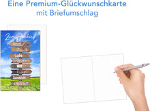 Laden Sie das Bild in den Galerie-Viewer, Edition Seidel Premium Glückwunschkarte zum Abschied mit Umschlag. Abschiedskarte mit Spruch. Wegweiser, gute Wünsche. (AS126 SW024)