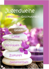 Laden Sie das Bild in den Galerie-Viewer, Edition Seidel exklusive Premium Karte zur Jugendweihe mit Umschlag. Glückwunschkarte Grusskarte Jugendweihe einzelne eine Karte Junge Mädchen Karte (JW116 SW022)